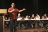 Candidate Darren Spano outlines his reasons for seeking election to an open seat on the Matanuska Valley Fish and Game Advisory Committee Wednesday, May 4, at the Wasilla High School theater.