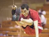 Wasilla High School Native Youth Olympic athlete Mark Montalvo makes contact with the ball during the two-foot high kick event at the district NYO competition Friday afternoon at Houston Midd