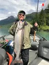 Frede Stier caught this Knik River king salmon with a rod custom built for fishing bait under bobbers. Courtesy of Andy Couch