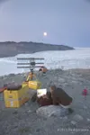 Photo courtesy Martin Truffer Ryan Cassotto, left, of the
University of New Hampshire and Martin Truffer of the University of
Alaska use radar to monitor “KNS” glacier in Greenland in summer
