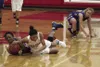 Wasilla's Olivia Davies, right, battles Barrow's Milya Wright for a loose ball during Wasilla's win over Barrow Wednesday during the second day of the Doc Larsons Roundball Classic at Wasilla