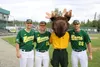 Miners Mike Ferarra, Sam Thompson and Gerard Sweeney pose with the Spruce Moose Tim Rockey / Frontiersman