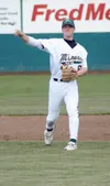 Mat-Su shortstop Clayton Carson makes the throw to first base
during the Miners' 7-4 loss to the Oceanside Waves on Wednesday at
Hermon Brothers Field. Photo by JEREMIAH BARTZ/ Frontiersman