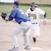 JEREMIAH BARTZ/Frontiersman Mat-Su infielder Bret Schwartz,
above, gets back to first base during the first inning of a 3-2
exhibition win over the Anchorage Glacier Pilots on Wednesday at
He
