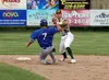 Mat-Su Miners Kaden Hogan makes the force at second and the throw to first during a 5-3 win over the Anchorage Glacier Pilots Friday, June 7, 2019, at Hermon Brothers Field in Palmer. Jeremia