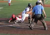 Juneau is able to get the force at home just before Bryce Frazier’s left hand hits the plate during a 13-8 win over the Wasilla Road Warriors in the Alaska Legion Baseball title game in Ancho
