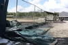 Several outhouses and a softball dugout were burned during a small fire at Bumpus Ballfields Monday afternoon. Jacob Mann/Frontiersman