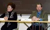 Sherry Pinckley-Trboyevich and Jim Colver faced off during the
candidate forum at Mat-Su College. Photo by JEN
RANSOM/Frontiersman.