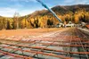 In-floor heating lines stretch across rebar in preparation for pouring the concrete floor for the new chalet at the Government Peak Recreation Area. Patty Sullivan/Mat-Su Borough