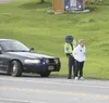 Alaska State Trooper places handcuffs on Tammy Dupree, 45,after
she fled the scene of an accident on the Glenn Highway near Fox Run
RV Park Saturday evening. She was booked at Mat-Su Pretrial