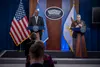 Secretary of Defense Lloyd J. Austin III and Chairman of the Joint Chiefs of Staff, Gen. Mark Milley brief the media following a Ukrainian Defense Contact Group meeting in the Pentagon Briefi