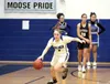 Palmer's Liv Solis picks up a loose ball and runs it up the floor during a loss to Soldotna. Courtesy of Bruce Eggleston/matsusports.net