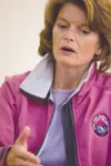 ROBERT DeBERRY/Frontiersman Sen. Lisa Murkowski talks about the
importance of voting during a interview at the Mat-Su Valley
Frontiersman newspaper office Friday afternoon.