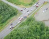 Courtesy photo/Alaska State Troopers Monday’s fatal accident on
the Palmer-Wasilla Highway made navigating the road difficult as
rescue and emergency personnel worked the scene.