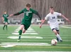 Colony midfielder Ben Atkinson races to take possession of the ball during a win over Grace Christian earlier this year. Atkinson and the Knights begin state tourney play Thursday against Jun