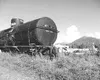 An abandoned tank car sits on the railroad tracks in downtown
Palmer. Further north, the tracks are overgrown with alders and
cottonwood trees. The city of Palmer recently accepted a grant of