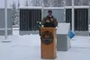 Dan Sullivan addresses the crowd at the 2021 Veterans Day Ceremony at the Mat-Su Veterans Wall of Honor in Wasilla. Jacob Mann/Frontiersman