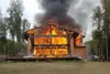 This home on Prater Lake built by the family that lived in it eight years ago, went down in flames on Wednesday. (Photo provided by Houston Fire Department)