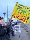 Sign wavers line the Parks Highway near Wasilla Lake on Election Day. Katie Stavick/Frontiersman