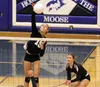 Colony senior Eve Stephens knocks down one of her 12 kills during a 3-0 win over rival Palmer Tuesday, Oct. 10, 2017, at Palmer High School. Colony improved to 7-1 in Northern Lights Conferen