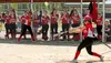 The Wasilla bench watch as Hailey Hotchkiss takes her turn at bat against East during the 2017 ASAA/First National Bank Alaska High School Girls Softball State Championships Thursday afternoo