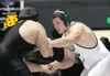 ROBERT DEBERRY/Frontiersman Renn Wright, right, grapples with
Kodiak senior Anthony Antonio during the 285-pound match of the
2009 4A state finals. Wright finished second, but returns this
se