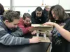 ANSEP students Tyler Terwilliger, Kasen Callison, Jonathon Andrews and Angel Jack work collaboratively on a hydraulics project during class. The boys are enrolled in the ANSEP Accelerated Hig