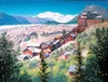 ‘Kennecott Mine’ by Gail Niebrugge is an example of pointillism,
where tiny dots of primary color are used to create larger images
and the appearance of varied colors. 2001 SNOWBOUND, ALL RIG