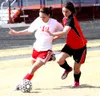 Wasilla’s Nikki Vanni moves the ball up the field during a game
against Kenai. Vanni will play soccer at Peninsula College in
Washington next year. JEREMIAH BARTZ/Frontiersman file photo