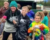 The Annual Duct Tape contest saw some families come out and share their creativity and ingenuity when coming up with their entries. Pictured here, Shawna, Nate, and Eliana Taylor and their du