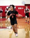 Houston's Hayden Howard brings the ball up the floor during a Hawks win. Bruce Eggleston/matsusports.ney