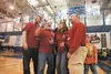 Wasilla High School administrators Jeff Nelles, Ed Ripley, Amy Spargo and Paul Cossette sing the Palmer High School fight song during Friday’s basketball game at Palmer High School. ROBERT De