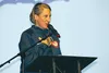 Olympic cross country skier Nina Kemppel speaks during the Mat-Su summit of the No More! campaign against domestic violence and sexual assault at the Glenn Massay Theater on Sunday, April 24.