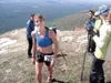 Photo courtesy of Brian Stoecker Leslie Varys of Wasilla
finishes the Government Peak Climb, a race that features 3,500 feet
of elevation gain, 17 hours after winning the Skinny Ravel Twiligh