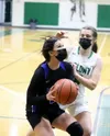 Palmer's Kylie Henry tries to take the ball to the basket during a loss against Colony. Courtesy of Bruce Eggleston/matsusports.net
