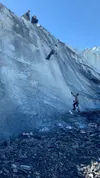 Recovery team members traverse Colony Glacier, Alaska, June 2 searching for human remains from a C-124 Globemaster II that crashed into Gannet Mountain, Alaska, on Nov. 22, 1952, while flying