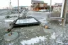 The Gold Rush Jewlers sign along the Parks Highway lays on the
ground, snapped off close to the base by high winds Tuesday and
Wednesday. (ROBERT DeBERRY/Frontiersman)