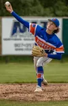 Palmer's Ben Alley fires a pitch during a 4-2 win over Dimond. Courtesy of Bryan Boyett