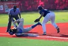 Soldotna third baseman Atticus Gibson gets the tag before Palmer’s Dylan Garrettson slides into third during Palmer’s 7-1 win over the Stars in the ASAA Division II state semifinals Friday Ju