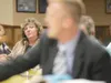 ROBERT DeBERRY/Frontiersman Wasilla Mayor Dianne M. Keller
watches and listens Monday evening as Denali Law Group’s Richard
Payne answers questions posed by Wasilla City Council. Denali Law
G