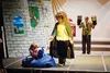 Jasmine Stevens and Kobe Kramer rehearse their parts as Belle and the Beast in Colony Middle School's upcoming production of Disney's Beauty and the Beast. Photo courtesy Rachael Maher