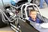 With permission from driver, Katie Harris, Bailey Allison enjoys a moment behind the wheel of her dragster during the 2014 49th State Street Rodders Hot Summer Nights Car Show in downtown Pal