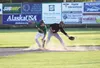 Mat-Su Miners infielder Jake Schleppenbach slides into second base safely against the Anchorage Bucs in the Alaska Baseball League Top of the World Series. Anchorage won the best-of-3 series 