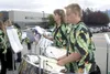 Paula Monroe and Will Sandidge play their kettle drums and percussion as part of the 15-member Colony Middle School kettle drum ensemble at Saturday’s Hope for Heroes fundraiser at the Salvat