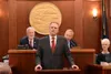 Gov. Mike Dunleavy delivers the annual State of the State address on Tuesday, Jan. 28, 2025, in the Alaska Capitol. James Brooks/Alaska Beacon