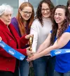 Mat-Su Borough Mayor Edna DeVries, Dr. Emily Clinton, Dr. Ciara Vollaro, and Dr. Paige Wallace celebrate the opening of the Susitna Animal Urgent Care center on July 11. The facility will mee