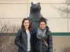 Bailey Schaeffer, left, and Hailey Moore pose for a photo outside Sportsman's Warehouse in Anchorage after a bake sale fundraiser on Saturday, Jan. 23, which was also Military Appreciation Da