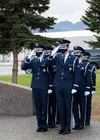 The U.S. Air Force Honor Guard renders a salute at the Yukla 27 25th anniversary memorial ceremony at Joint Base Elmendorf-Richardson, Alaska, Sept. 22, 2020. Yukla 27, a U.S. Air Force E-3 S