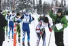Wasilla High School’s Logan Seims, pictured here at the front of the line in a race from earlier this month, said he grew up cross-country skiing. CAITLIN SKVORC/Frontiersman