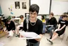 Colony High School student Rebekah Laggis plays the part of an on-the-scene news reporter Carla Phillips in Colony High School and Radio Free Palmer’s production of ‘War of the Worlds.’ ROBER